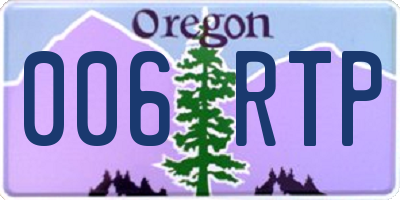 OR license plate 006RTP