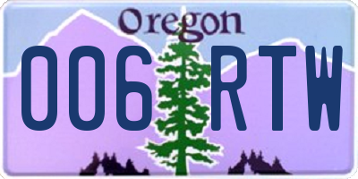 OR license plate 006RTW