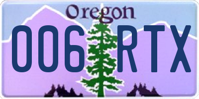 OR license plate 006RTX