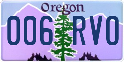 OR license plate 006RVO