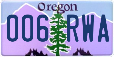 OR license plate 006RWA