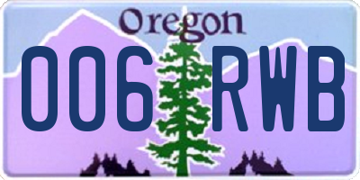 OR license plate 006RWB