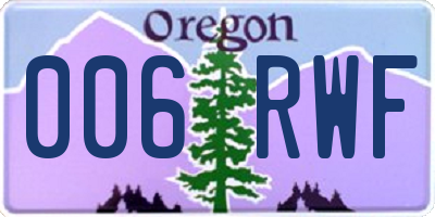 OR license plate 006RWF