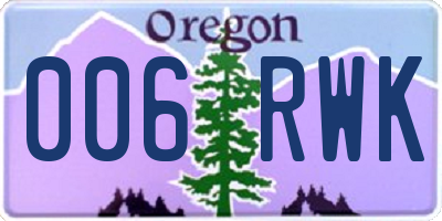 OR license plate 006RWK