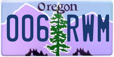 OR license plate 006RWM