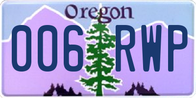 OR license plate 006RWP
