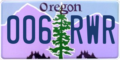 OR license plate 006RWR