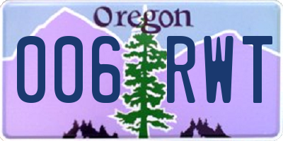OR license plate 006RWT