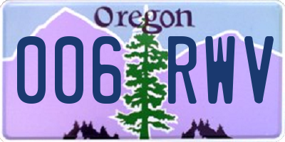 OR license plate 006RWV