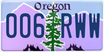 OR license plate 006RWW