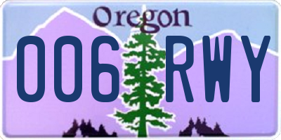 OR license plate 006RWY