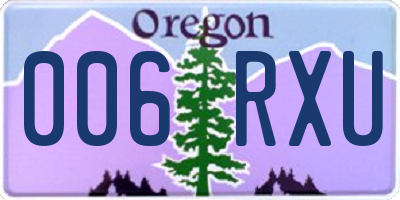 OR license plate 006RXU