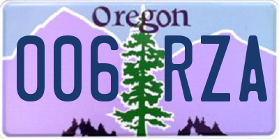 OR license plate 006RZA
