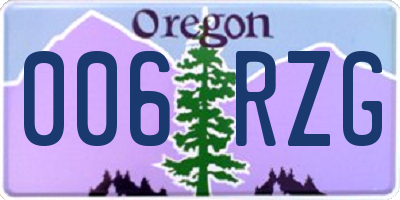 OR license plate 006RZG