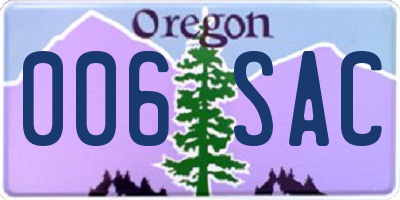 OR license plate 006SAC