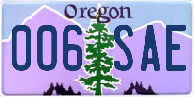 OR license plate 006SAE