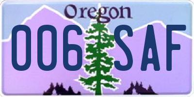 OR license plate 006SAF