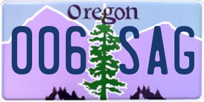 OR license plate 006SAG