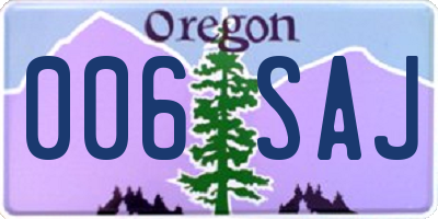 OR license plate 006SAJ