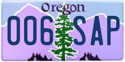 OR license plate 006SAP