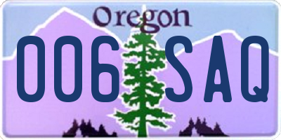 OR license plate 006SAQ