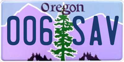 OR license plate 006SAV