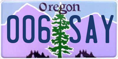OR license plate 006SAY