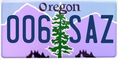OR license plate 006SAZ