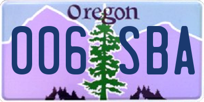 OR license plate 006SBA