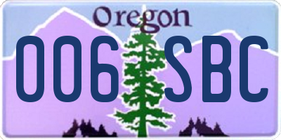 OR license plate 006SBC
