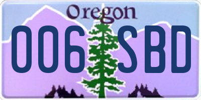OR license plate 006SBD