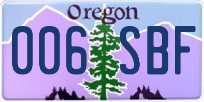 OR license plate 006SBF