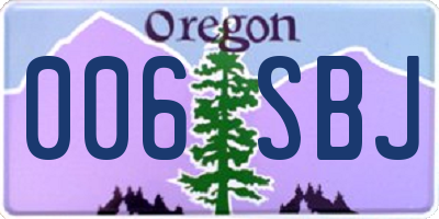 OR license plate 006SBJ