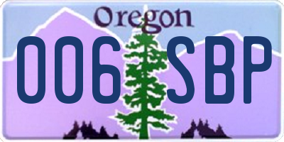 OR license plate 006SBP