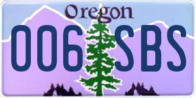 OR license plate 006SBS