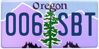 OR license plate 006SBT