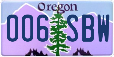 OR license plate 006SBW