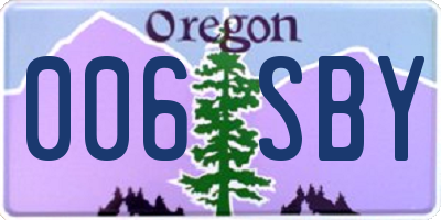 OR license plate 006SBY