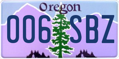OR license plate 006SBZ