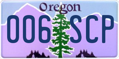 OR license plate 006SCP