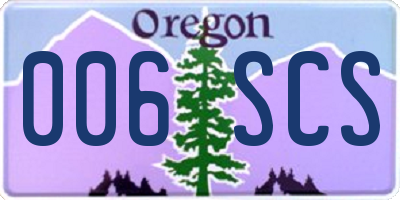 OR license plate 006SCS
