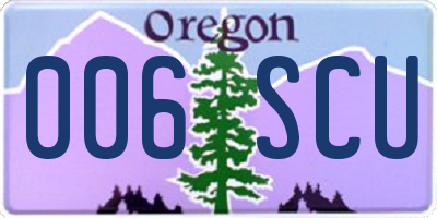 OR license plate 006SCU