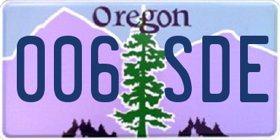 OR license plate 006SDE