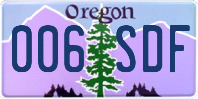 OR license plate 006SDF