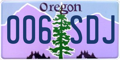 OR license plate 006SDJ