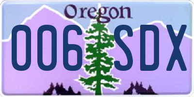 OR license plate 006SDX
