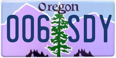 OR license plate 006SDY