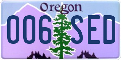 OR license plate 006SED