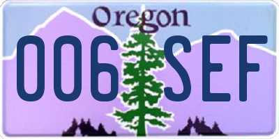 OR license plate 006SEF