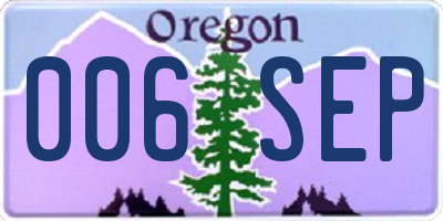 OR license plate 006SEP